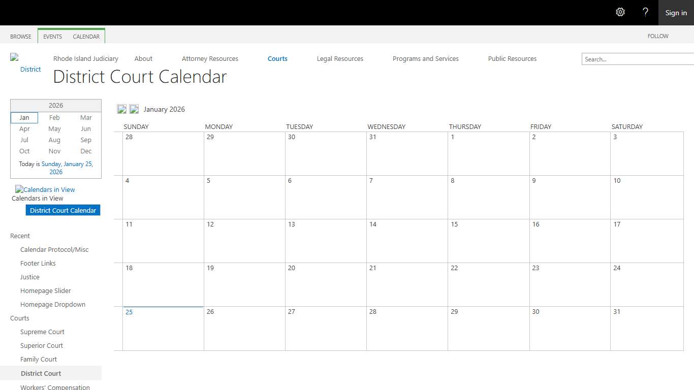 District Court Calendar - Calendar