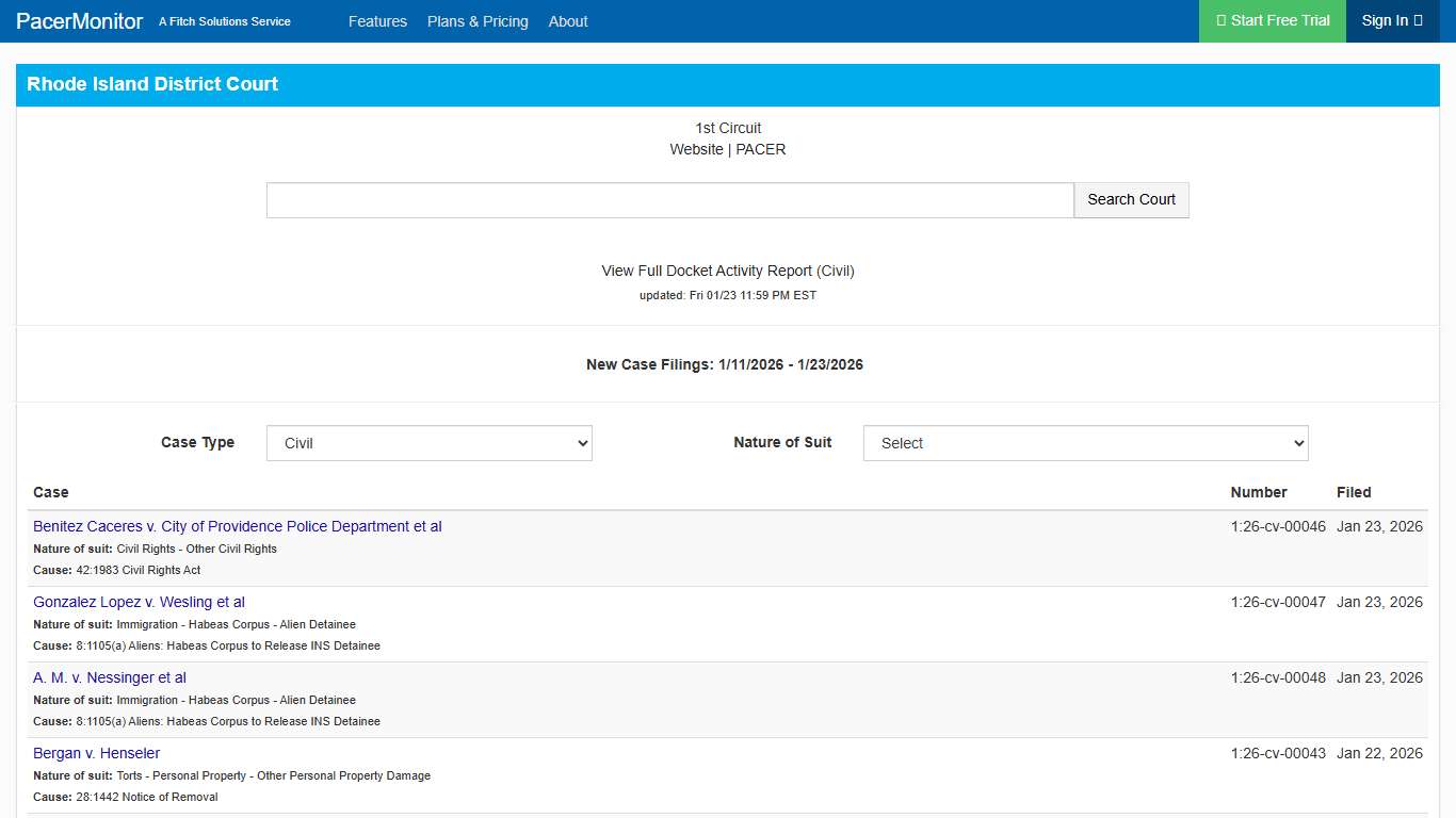 Rhode Island District Court Information Page