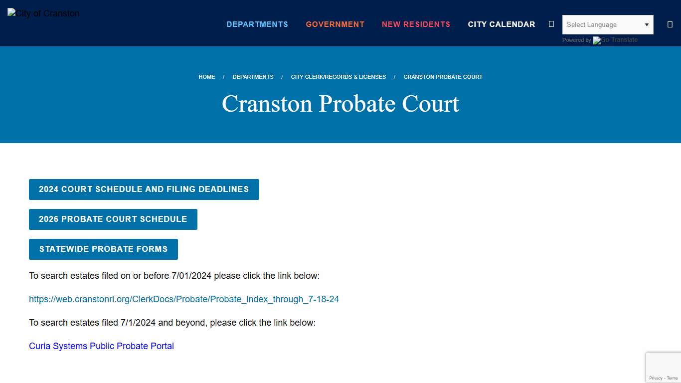 Cranston Probate Court