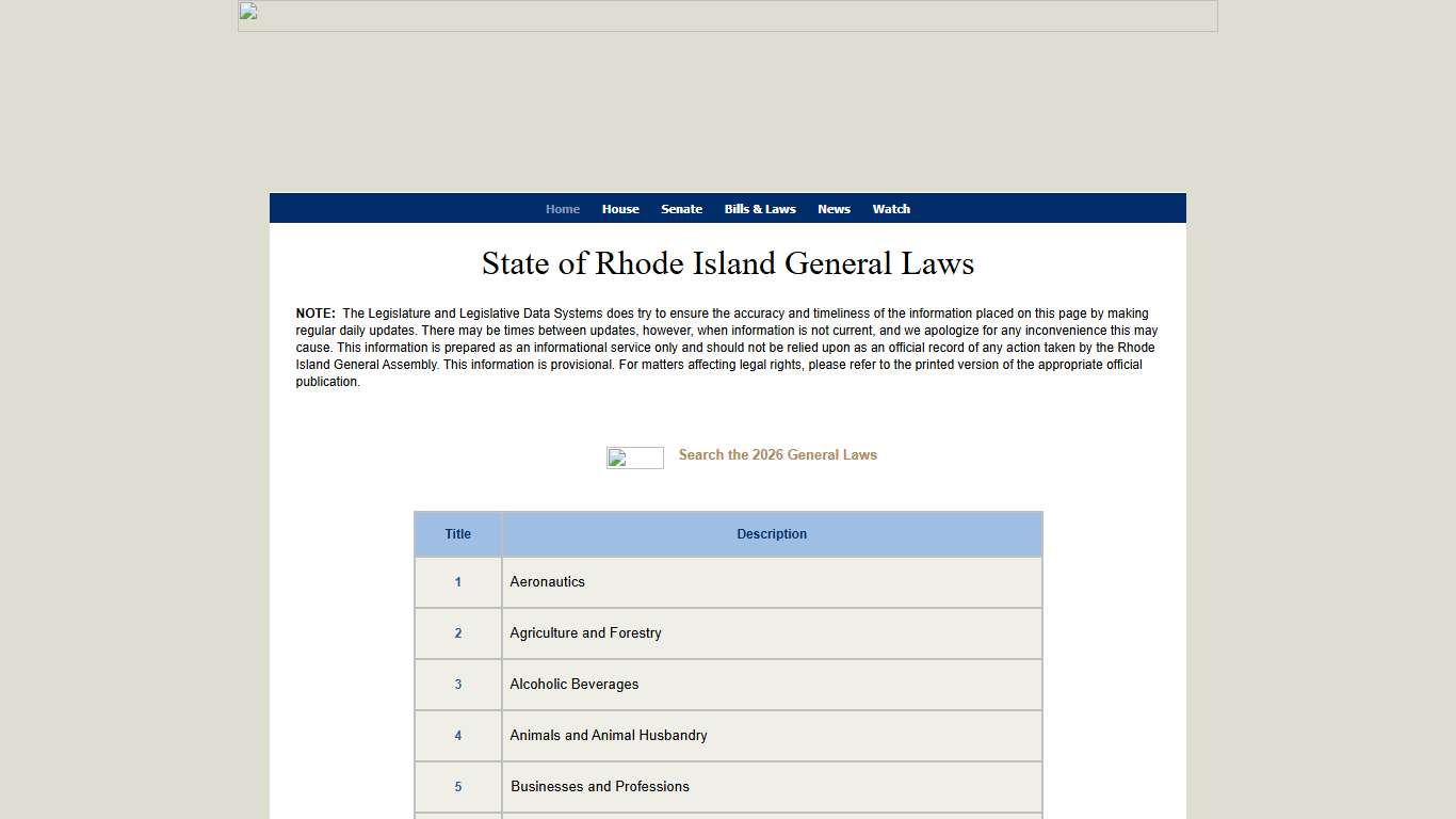 The State of Rhode Island General Laws